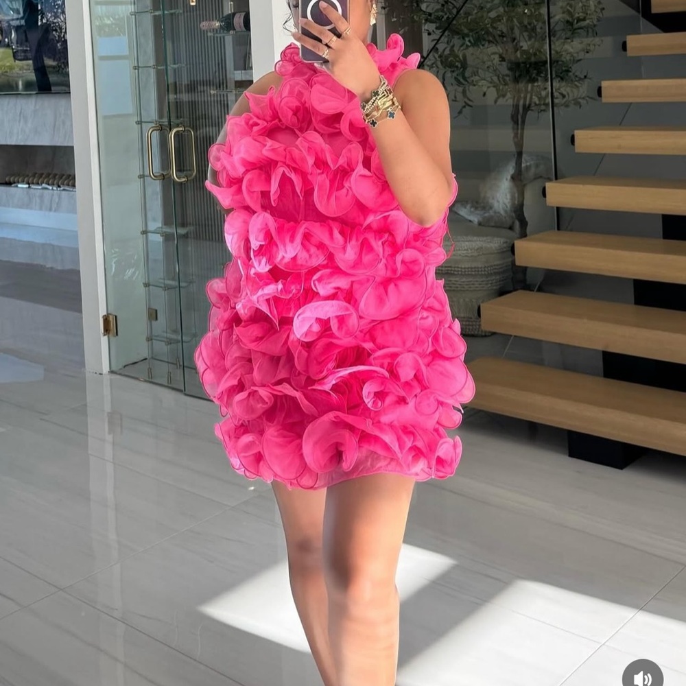 Hot Pink Ruffled Dress from Mina Monroe